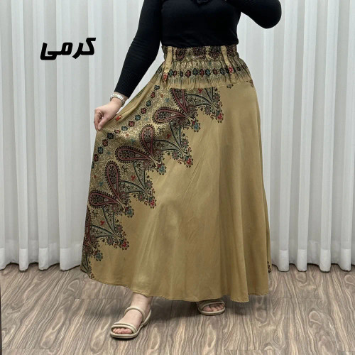 دامن وارداتی اندونزی مدل ترمه کد 1608 فری سایز مناسب تا سایز 48 قد 95 سانتیمتر سوپر نخ چهارفصل شیک و راحت