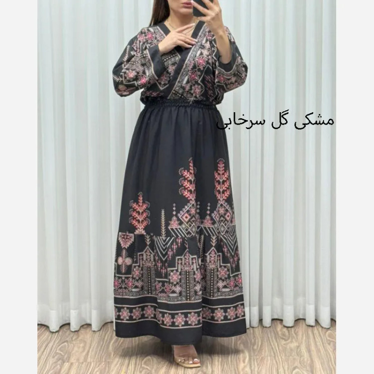 پیراهن ساحلی چپ و راستی مدل دیجیتال فلور بوگاتی فری سایز تا 46 کمربنددار چهارفصل زنانه شیک