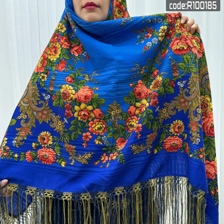 روسری ترکمنی پشمی اصیل پاولوا پوزاد کد R100185 قواره 148x148 روسیه