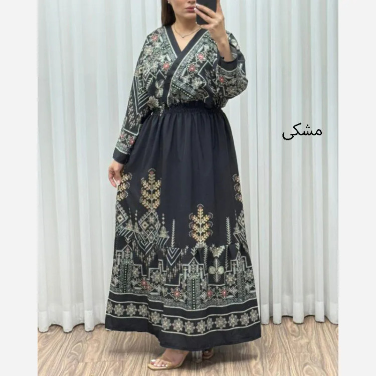 پیراهن ساحلی چپ و راستی مدل دیجیتال فلور بوگاتی فری سایز تا 46 کمربنددار چهارفصل زنانه شیک