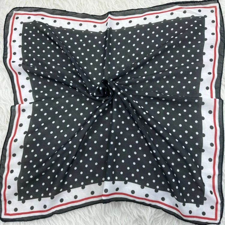 مینی اسکارف نخی خال خالی سایز 74x74 پرز نده سر نخوره دم دستی روزمره