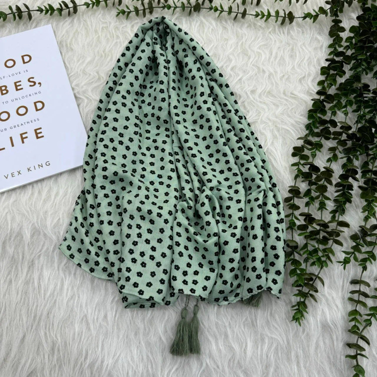 شال نخی گل دار سیآی اسکارف کد 902 قواره 190x75 زنانه بدون آبرفت و چروک