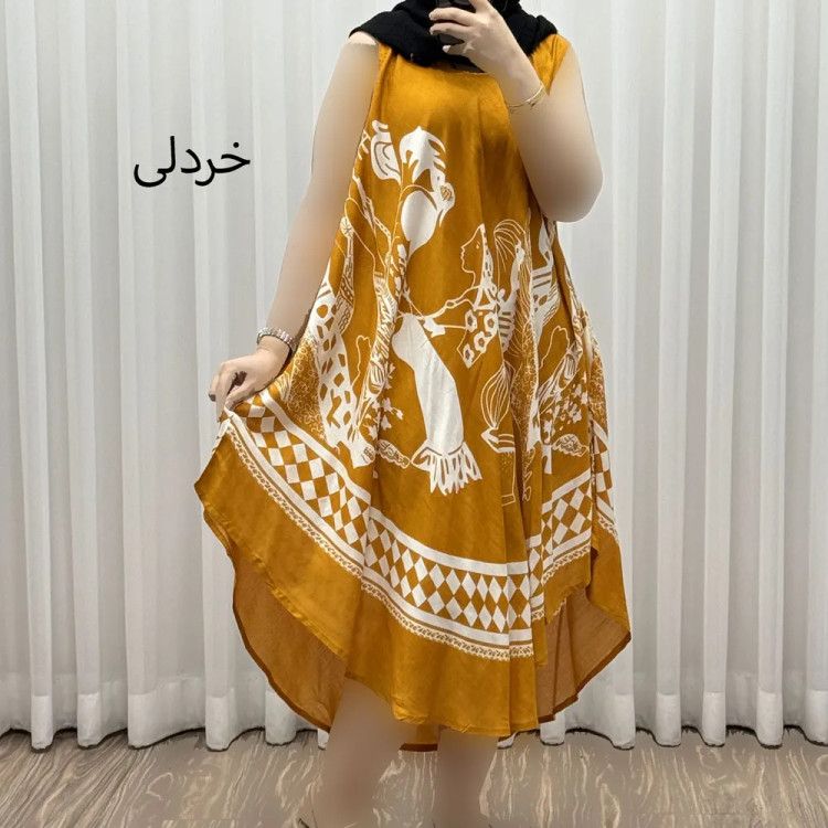 پیراهن لامبادا نخی فری سایز تا 54 وارداتی مدل مادر کد 1620 چهارفصل زنانه شیک و راحت