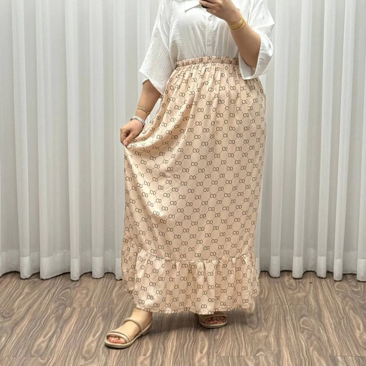 دامن پارچه خارجی گوچی کد 1369 فری سایز تا 48 قد 97 سانتیمتر جنس پفکی چهارفصل زنانه شیک راحت