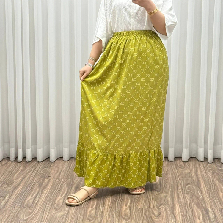 دامن پارچه خارجی گوچی کد 1369 فری سایز تا 48 قد 97 سانتیمتر جنس پفکی چهارفصل زنانه شیک راحت