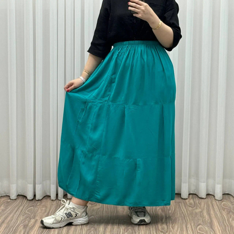 دامن نخی طبقهای ساده فری سایز زنانه تا سایز 50 تنخور شیک و راحت مناسب چهارفصل