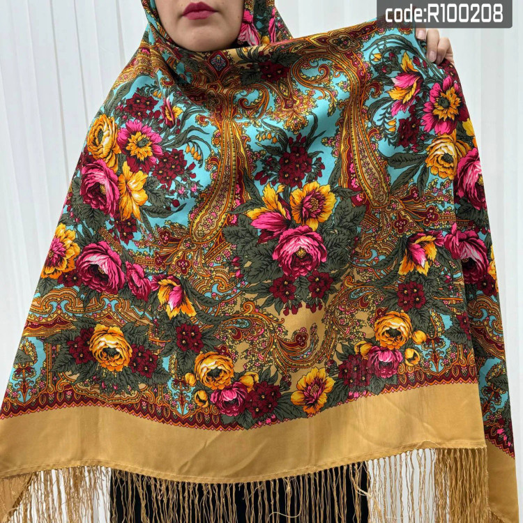 روسری نخی ترکمن قواره بزرگ 142*142 وارداتی کد R100208