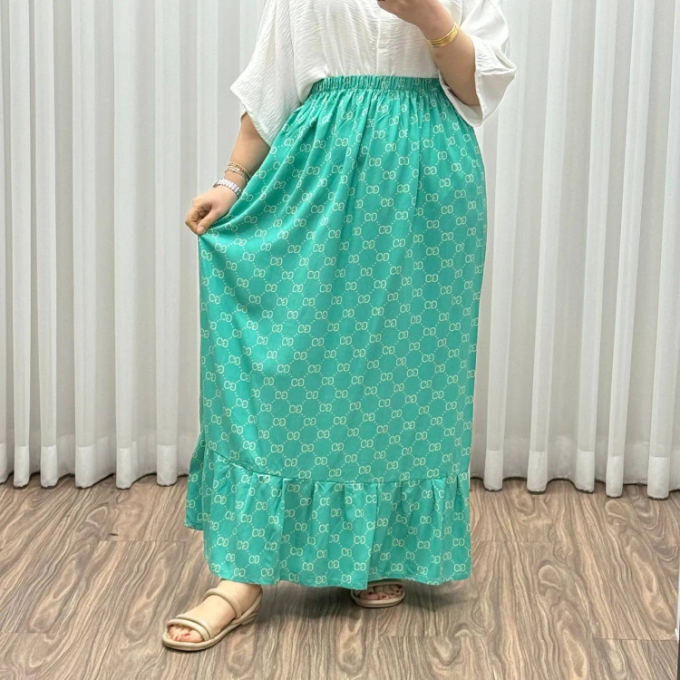 دامن پارچه خارجی گوچی کد 1369 فری سایز تا 48 قد 97 سانتیمتر جنس پفکی چهارفصل زنانه شیک راحت