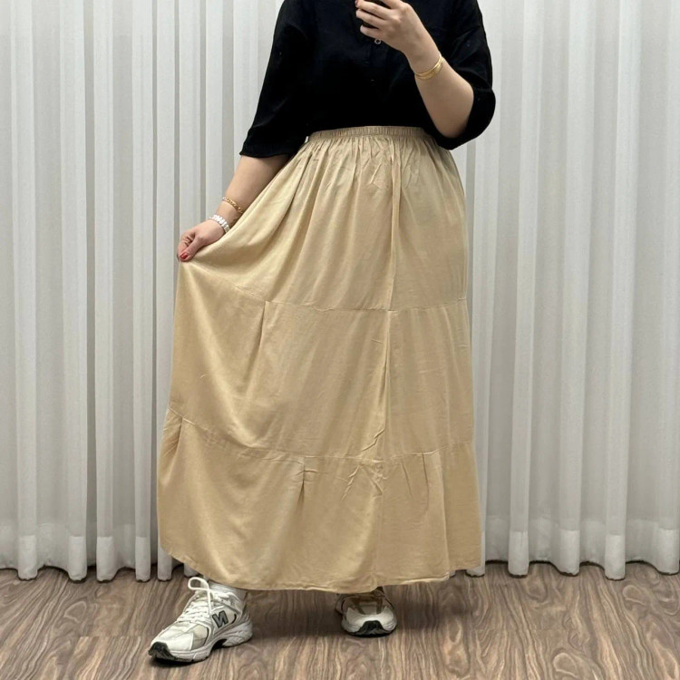 دامن نخی طبقهای ساده فری سایز زنانه تا سایز 50 تنخور شیک و راحت مناسب چهارفصل