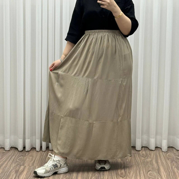 دامن نخی طبقهای ساده فری سایز زنانه تا سایز 50 تنخور شیک و راحت مناسب چهارفصل