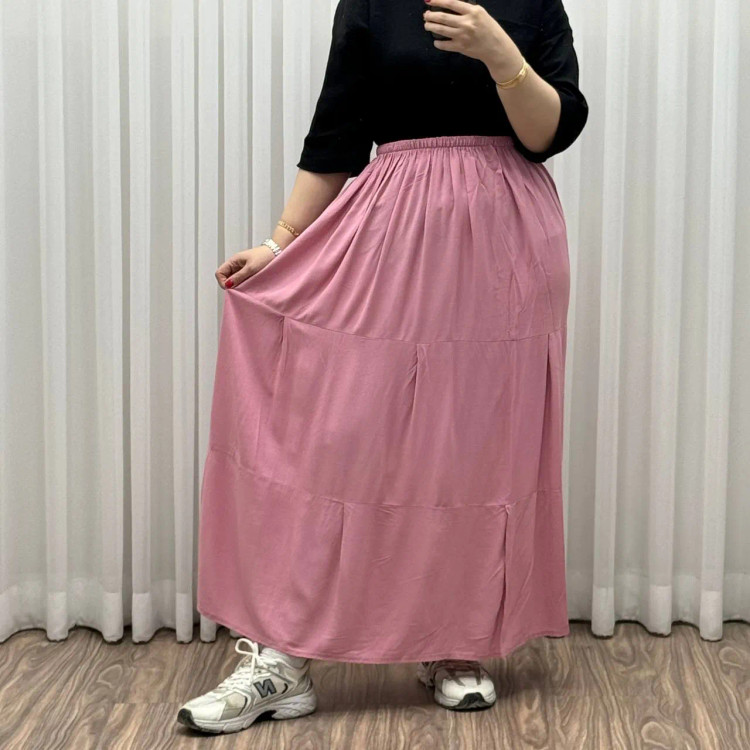 دامن نخی طبقهای ساده فری سایز زنانه تا سایز 50 تنخور شیک و راحت مناسب چهارفصل