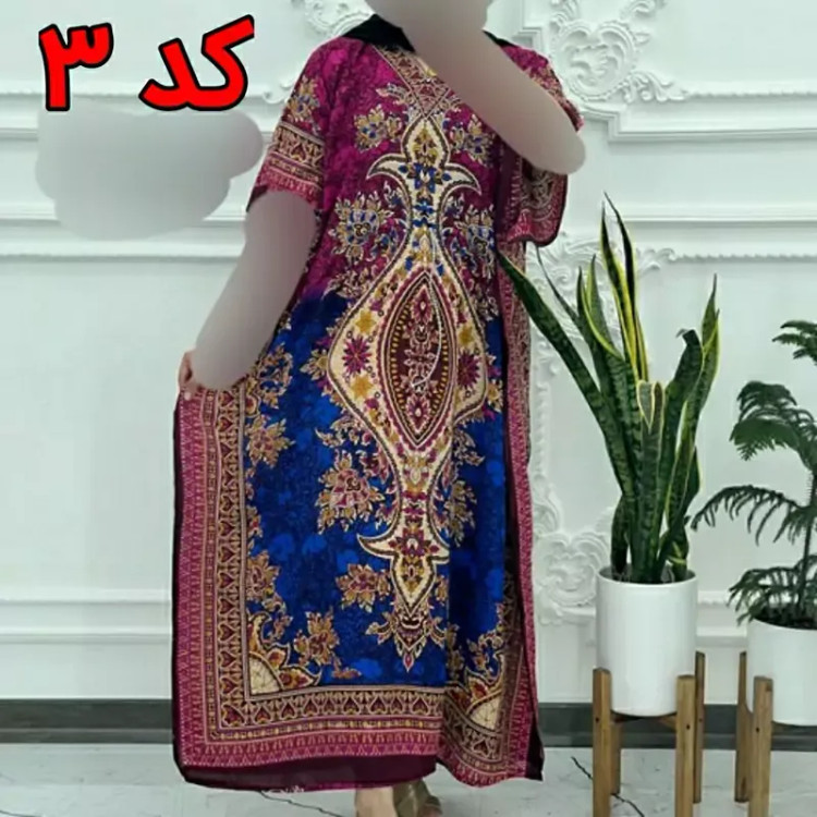 پیراهن سیلک هندی فری سایز تا 54 قد 130 دور سینه 150 کمربنددار چهارفصل شیک راحت بدون آبرفت و رنگ رفت