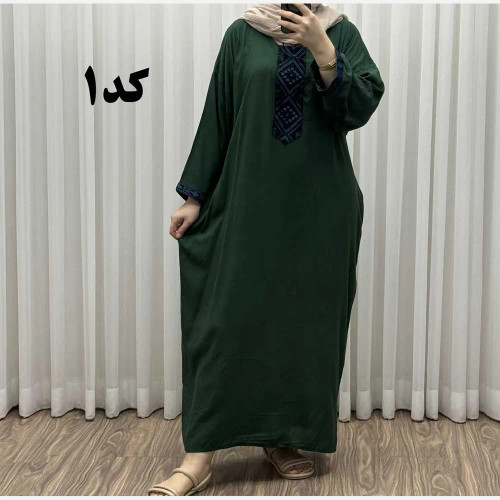 پیراهن کفتان کراش گلدوزی فری سایز زنانه تا سایز 52 شیک و راحت چهارفصل