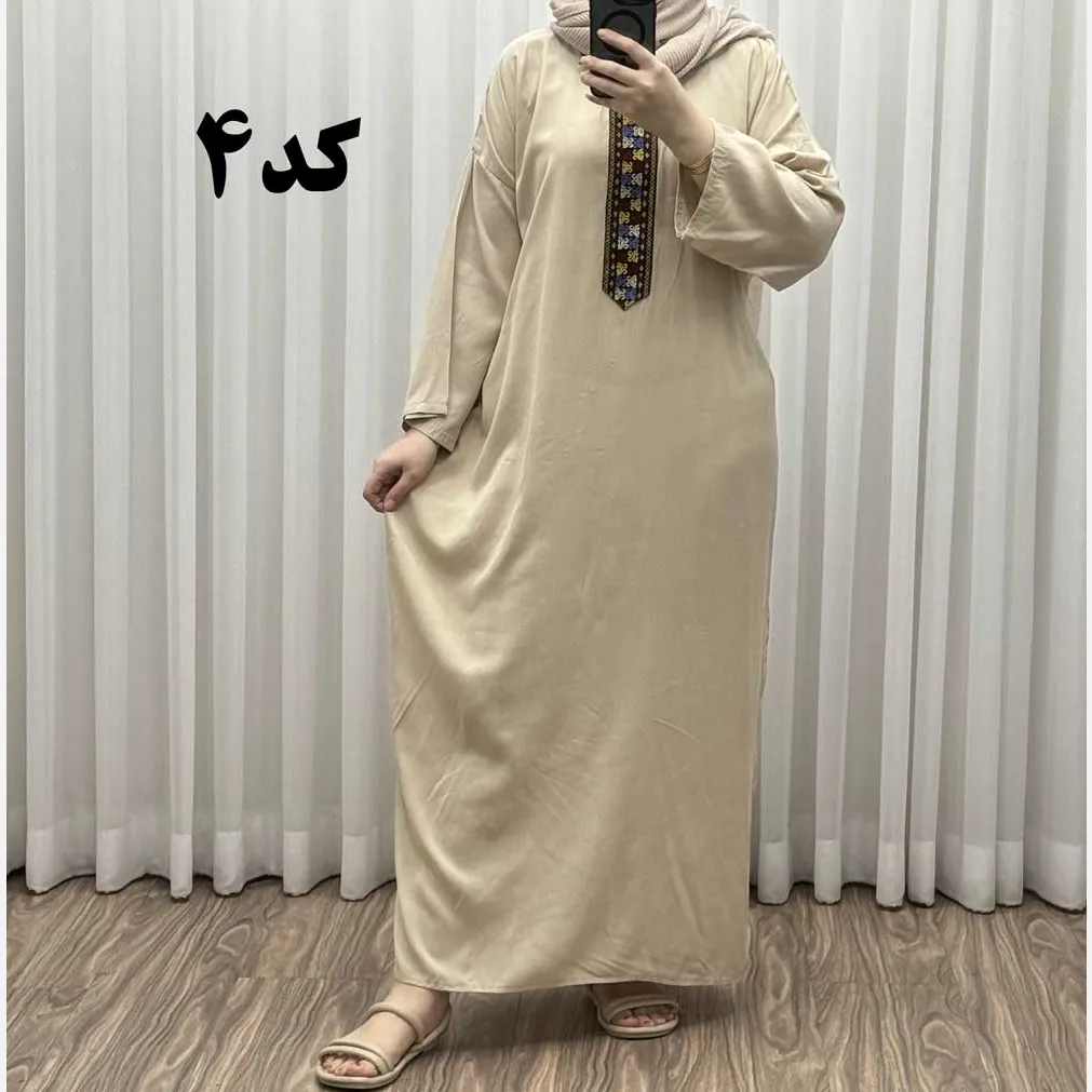 پیراهن کفتان کراش گلدوزی فری سایز زنانه تا سایز 52 شیک و راحت چهارفصل