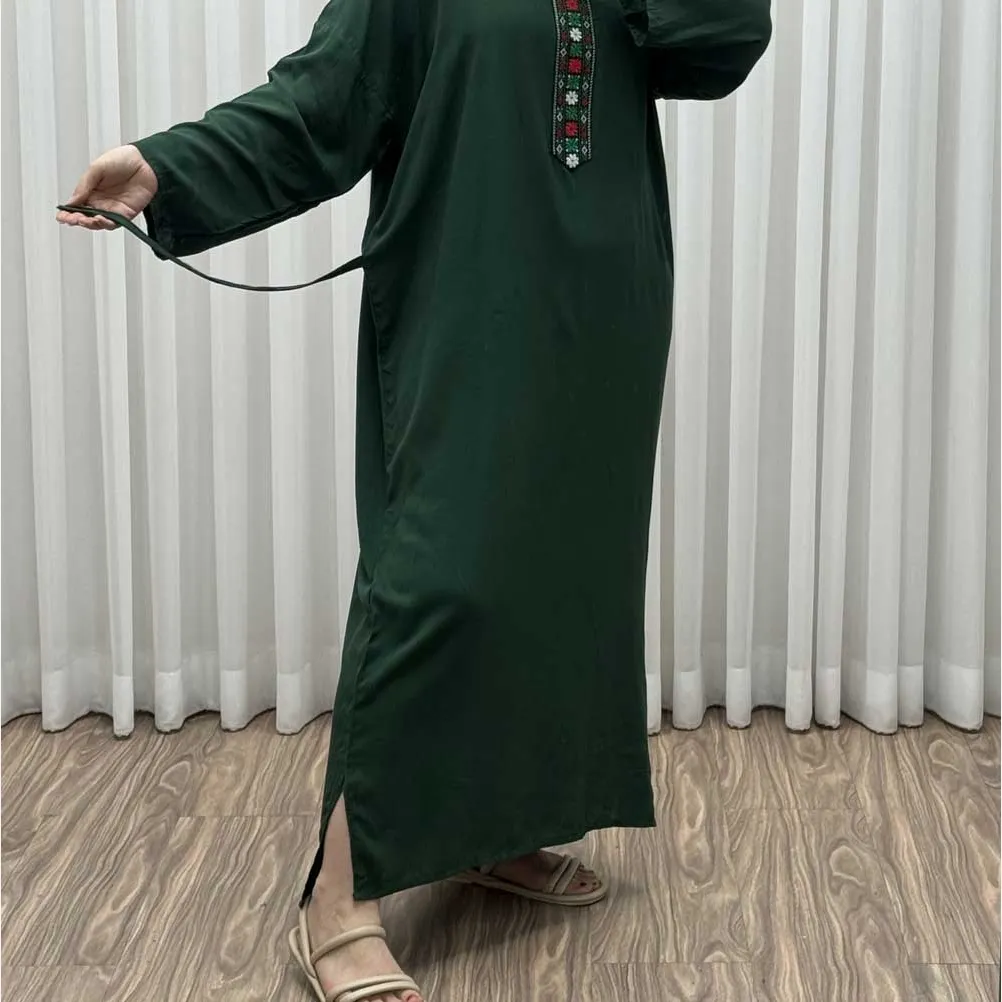 پیراهن کفتان کراش گلدوزی فری سایز زنانه تا سایز 52 شیک و راحت چهارفصل