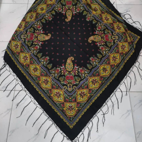 روسری ترکمن مدل ترمه ایرانی قواره 130x130 نخ پلی استر مناسب 4 فصل