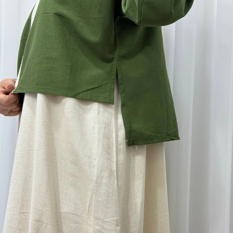 کراپ سارافون نوار گیپور لینن فری سایز مناسب تا سایز 48 تنخور شیک و راحت چهارفصل