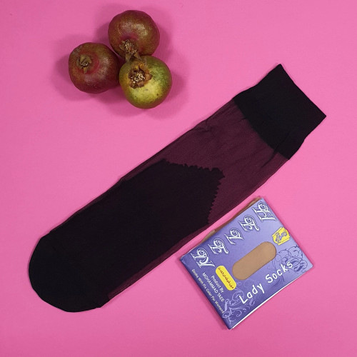 جوراب شیشهای زنانه هلن مچی کفدار بسته 6 عددی رنگ مشکی و رنگ پا سایز 36 تا 42