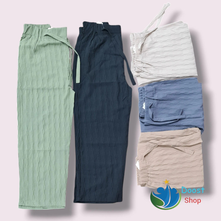 شلوار زنانه آیوا طرح زنجیری بگ فاق بلند سایز 38 تا 48