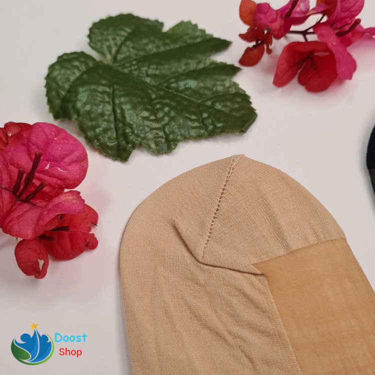 جوراب قایقی زنانه شیشهای هلن مشکی و کرم تولید ملی روزمره