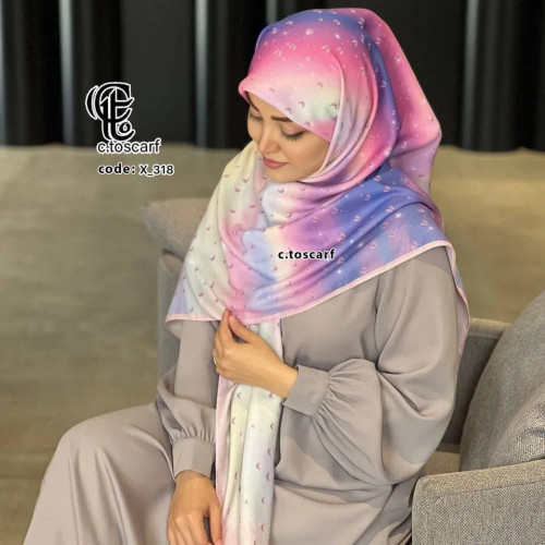 روسری نخ کاستوم طرح رویا قواره بزرگ 140 در 140 مزونی دور چرخ دوز