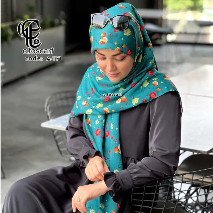 روسری نخ کاستوم سیتو طرح رزایه قواره بزرگ 140 سانتی متری