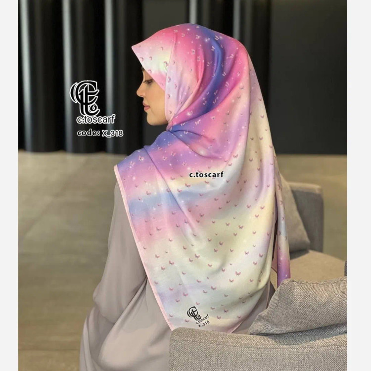 روسری نخ کاستوم طرح رویا قواره بزرگ 140 در 140 مزونی دور چرخ دوز