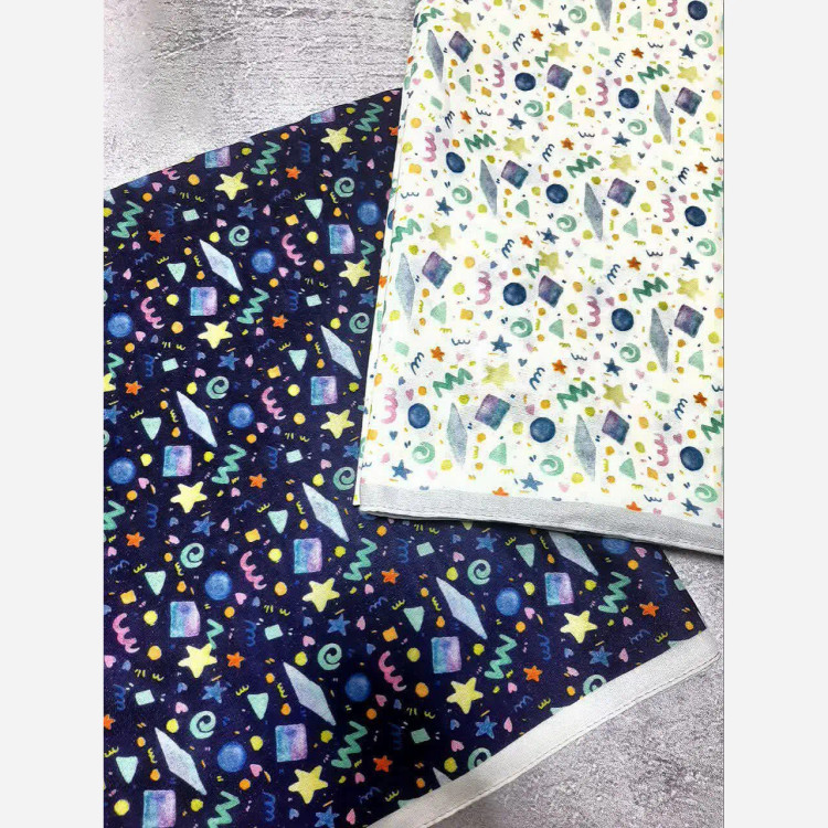 روسری نخ طرح ماهور سرمه ای اشکال هندسی ریز روزمره و مهمانی