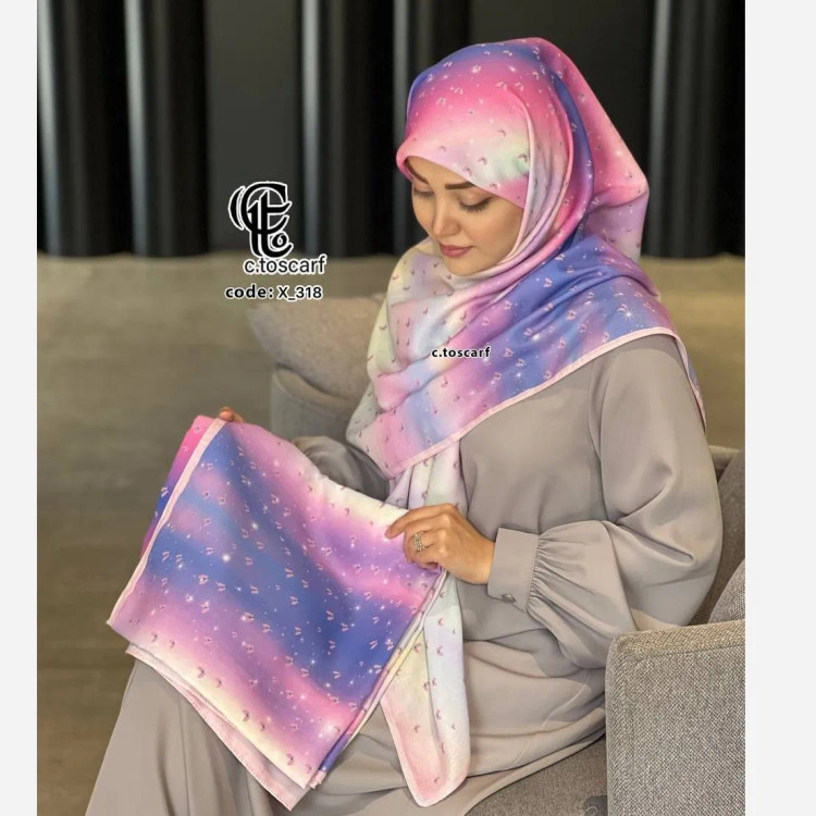 روسری نخ کاستوم طرح رویا قواره بزرگ 140 در 140 مزونی دور چرخ دوز