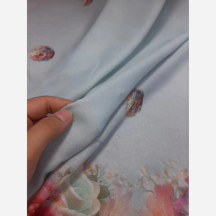 روسری نخ کاستوم طرح تبسم قواره بزرگ 140x140 سیتو صورتی آبی