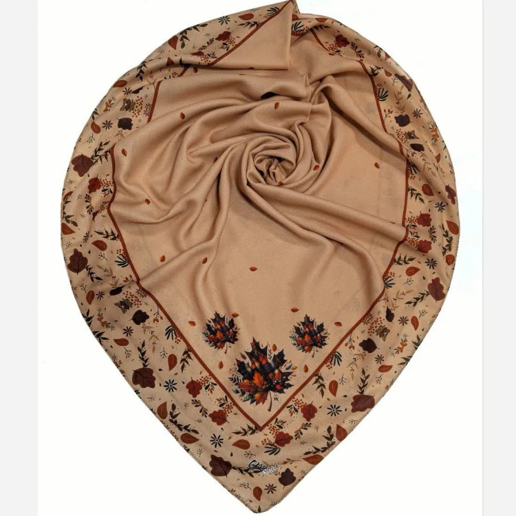 روسری نخی کاستوم طرح پانیذ قواره 110 نسکافه ای