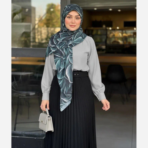 روسری نخ کاستوم طرح الاروسری اِلا سبز سایز 140 در 140