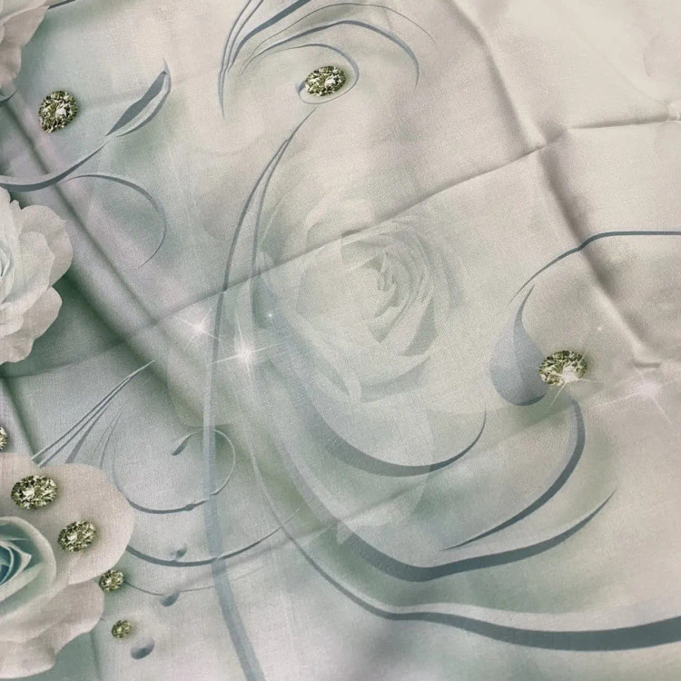 روسری مجلسی طرح شیوا نخ کاستوم قواره بزرگ 140 سانتیمتر سبز روشن سه بعدی