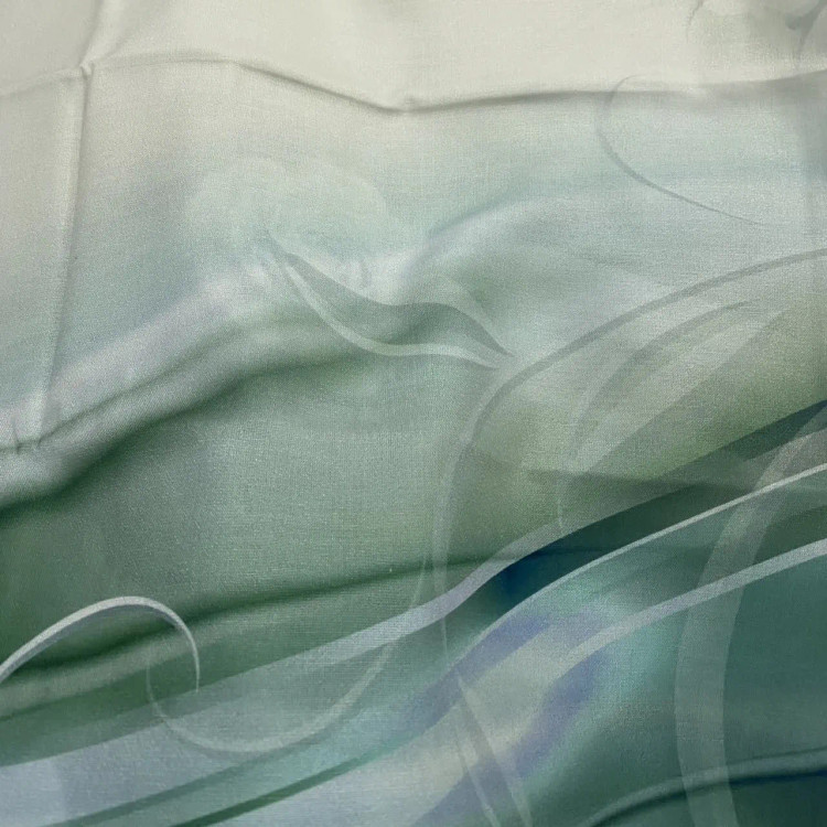 روسری مجلسی طرح شیوا نخ کاستوم قواره بزرگ 140 سانتیمتر سبز روشن سه بعدی