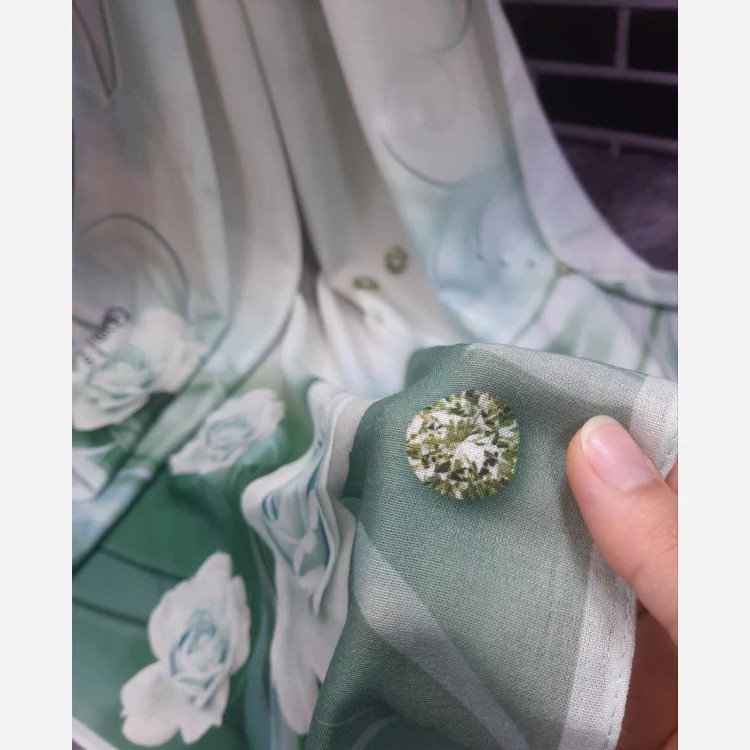 روسری مجلسی طرح شیوا نخ کاستوم قواره بزرگ 140 سانتیمتر سبز روشن سه بعدی