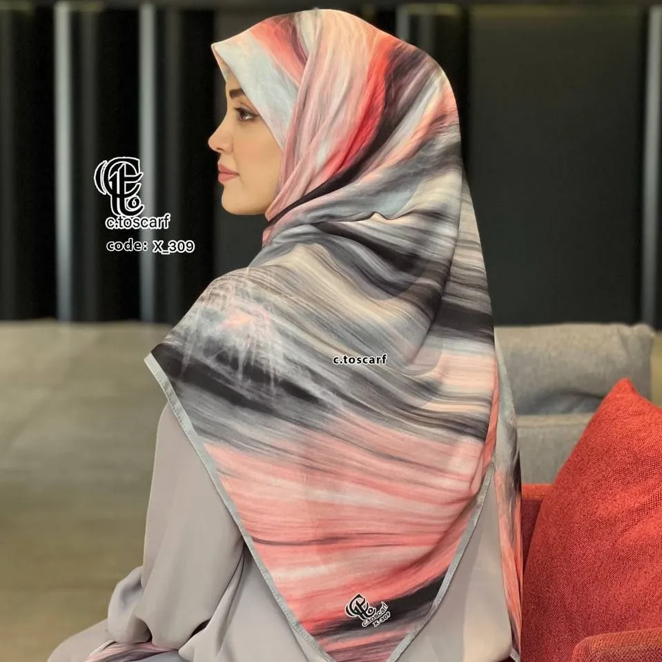 روسری مزونی طرح دریا نخ کاستوم قواره بزرگ 140 سانتیمتر دور چرخ دور