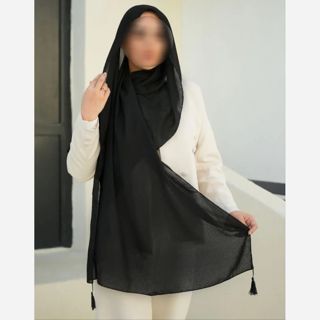 شال کریشه درختی ساده زنانه نرم و لطیف سایز 70*200
