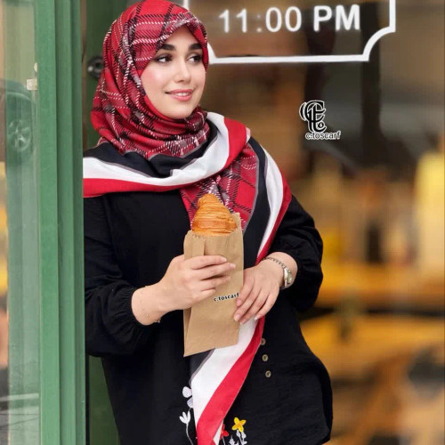 روسری مجلسی نخ کاستوم طرح دنیز سایز 140 زنانه قرمز