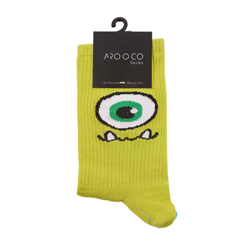 جوراب ساقدار نخی فری سایز آبی و سبز طرح تابه تا سالیوان و مایک