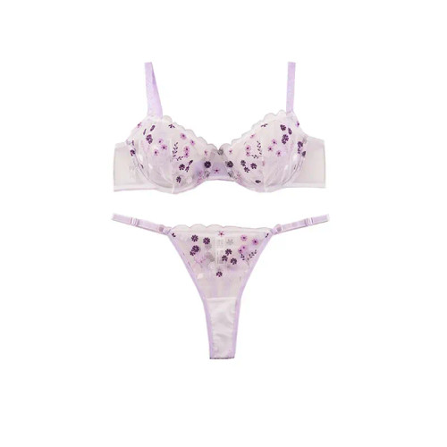 ست شورت و سوتین تورگاز فنردار گل ریز برند انوشه مدل بکلس فانتزی بدون کاپ سایز 75 تا 90