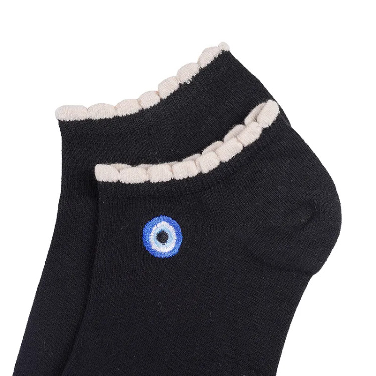 جوراب مچی زنانه پنبه ای لبه دالبری طرح چشم فری سایز