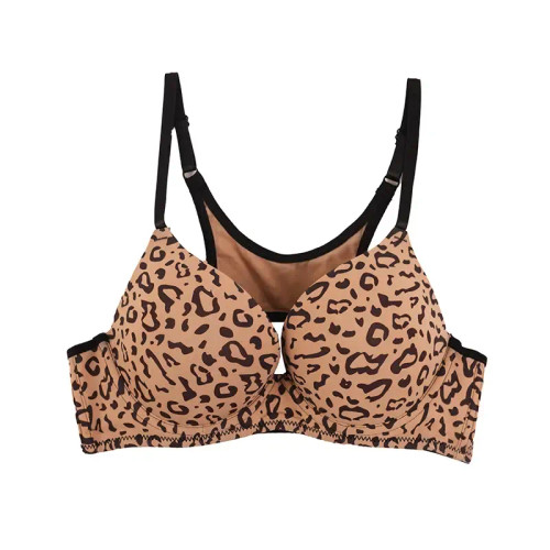 سوتین اسفنجی پلنگی فنردار پشت قهرمانی بند قابل تنظیم سایز S