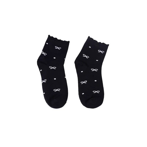 جوراب نیم ساق طرح پاپیون خالدار نخی فری سایز زنانه