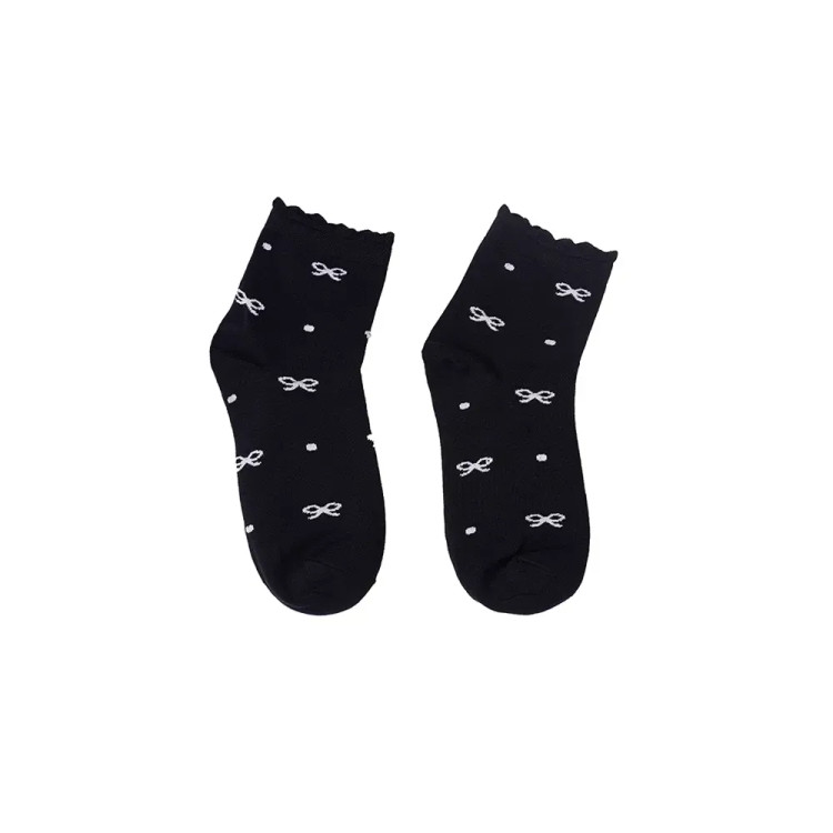 جوراب نیم ساق طرح پاپیون خالدار نخی فری سایز زنانه