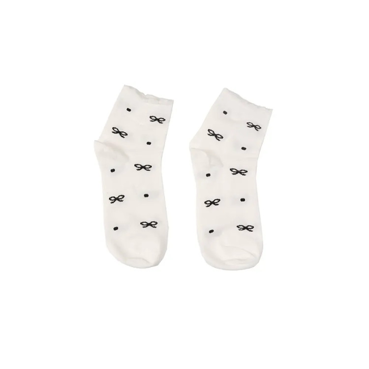 جوراب نیم ساق طرح پاپیون خالدار نخی فری سایز زنانه