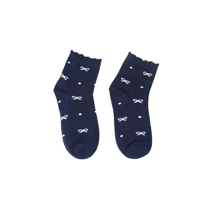 جوراب نیم ساق طرح پاپیون خالدار نخی فری سایز زنانه