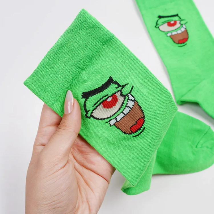 جوراب ساقدار طرح پلانگتون باب اسفنجی نخی فری سایز زنانه