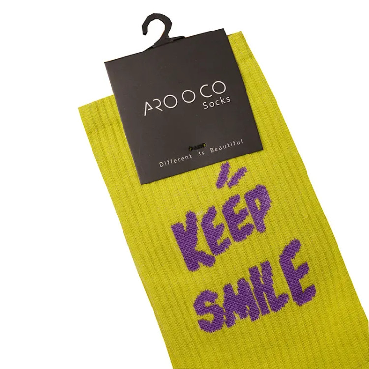 جوراب ساقدار طرح نوشته لاتین KEEP SMKE سبز نخی فری سایز زنانه