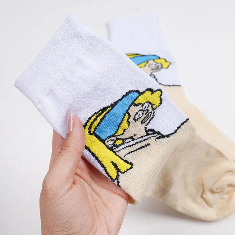 جوراب ساقدار طرح دخترانه هد آبی نخی فری سایز زنانه