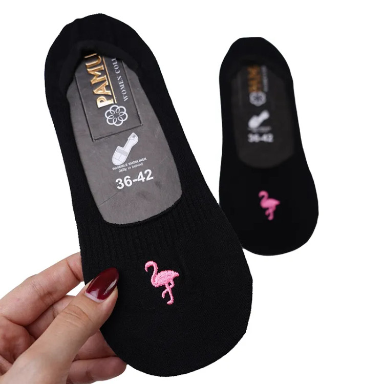 جوراب کالج زنانه پنبه ای طرح فلامینگو فری سایز